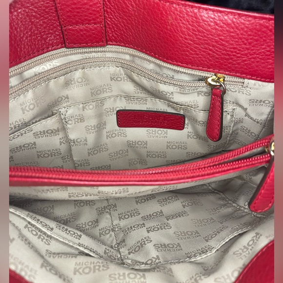 Michael Kors red & gold chain crossbody purse. Used. - Picture 6 of 7
